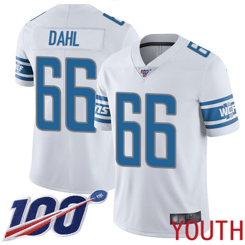 Detroit Lions Limited White Youth Joe Dahl Road Jersey NFL Football #66 100th Season Vapor Untouchable->youth nfl jersey->Youth Jersey